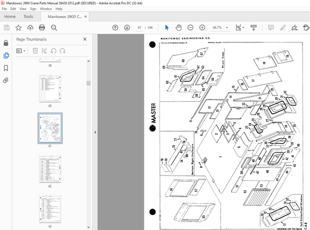 Manitowoc Traditional Crane 3900 Parts Manual SN 39439 - PDF