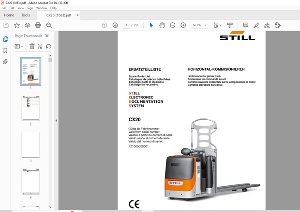 STILL STED Forklift ELECTRONIC DOCUMENTATION SYSTEM CX20 Spare Parts List Manual – PDF DOWNLOAD