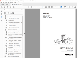 Ammann ARS 130 Single Drum Roller Operating Manual 3022304 - PDF