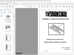 Frontier Wheel Off Set Disk Harrow DH4218 AND DH4221 Assembly &amp; Operating Instruction Manual PDF