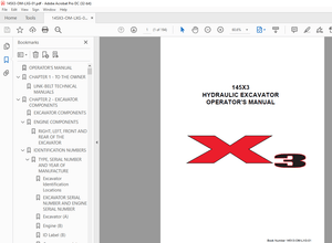 Link Belt 145X3 HYDRAULIC EXCAVATOR OPERATOR&#x27;S MANUAL - PDF DOWNLOAD