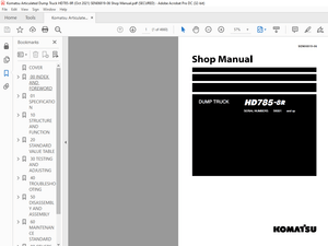 Komatsu HD785-8 Dump Truck Shop Manual SEN06772-11 – PDF DOWNLOAD