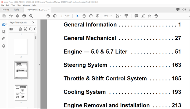 Volvo Penta 5.0GL-ABCDE- 5.7GXI-A B C D F Engine Workshop Manual_81843740 – PDF DOWNLOAD