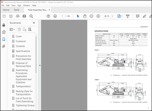 Komatsu PC750-7 PC750LC-7 PC750SE-7 PC800-7 PC800SE-7 Excavator Field Assembly Manual PDF
