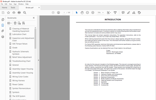 Crown Forklift SSR Pallet Service Manual – PDF DOWNLOAD