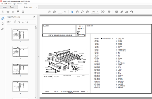 Laverda M306 LS Agricultural tractor Parts Manual (563400095_563400999) – PDF DOWNLOAD