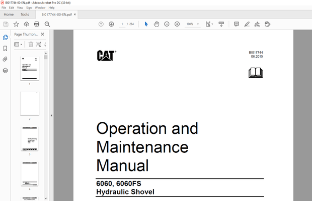 Cat 6060, 6060FS Hydraulic Shovel Operation and Maintenance Manual BI017744 – PDF DOWNLOAD