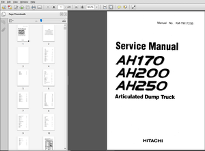 Hitachi AH170 AH200 AH250 Articulated Dump Truck Service Manual (KM-TM 1725B) PDF DOWNLOAD