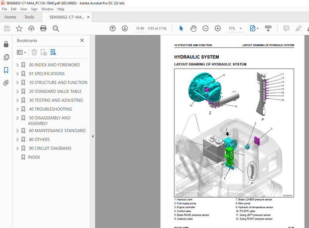 Komatsu HYDRAULIC EXCAVATOR PC130-10M0 Service Repair Workshop Manual SEN06852-C7  