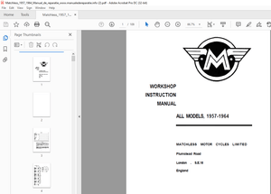 MATCHLESS MOTOR CYCLES 1957-1964 WORKSHOP INSTRUCTION MANUAL - PDF DOWNLOAD