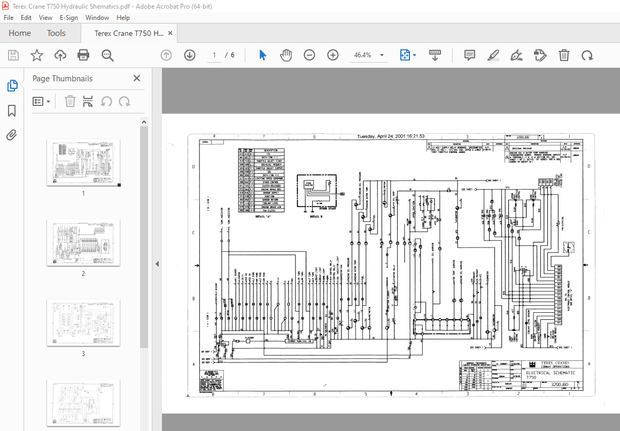 Terex Crane T750 Hydraulic Shematics Manual – PDF DOWNLOAD