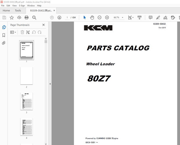 KCM 80Z7 Wheel Loader Parts Manual 93309-00432 – PDF DOWNLOAD
