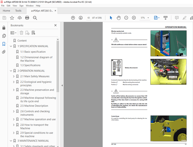 AMMANN ART 280 PNEU TYRED ROLLER OPERATING MANUAL 3006615 PDF