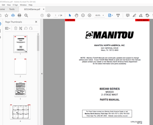 Manitou Forklift 805348 SERIES MSI50H 2–STAGE MAST Parts Manual – PDF DOWNLOAD