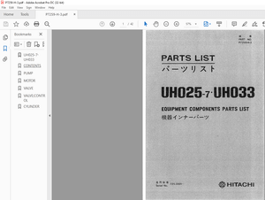 Hitachi Hydraulic Excavator UH025-7 UH033 Parts List Manual(P7259-H-3) – PDF DOWNLOAD