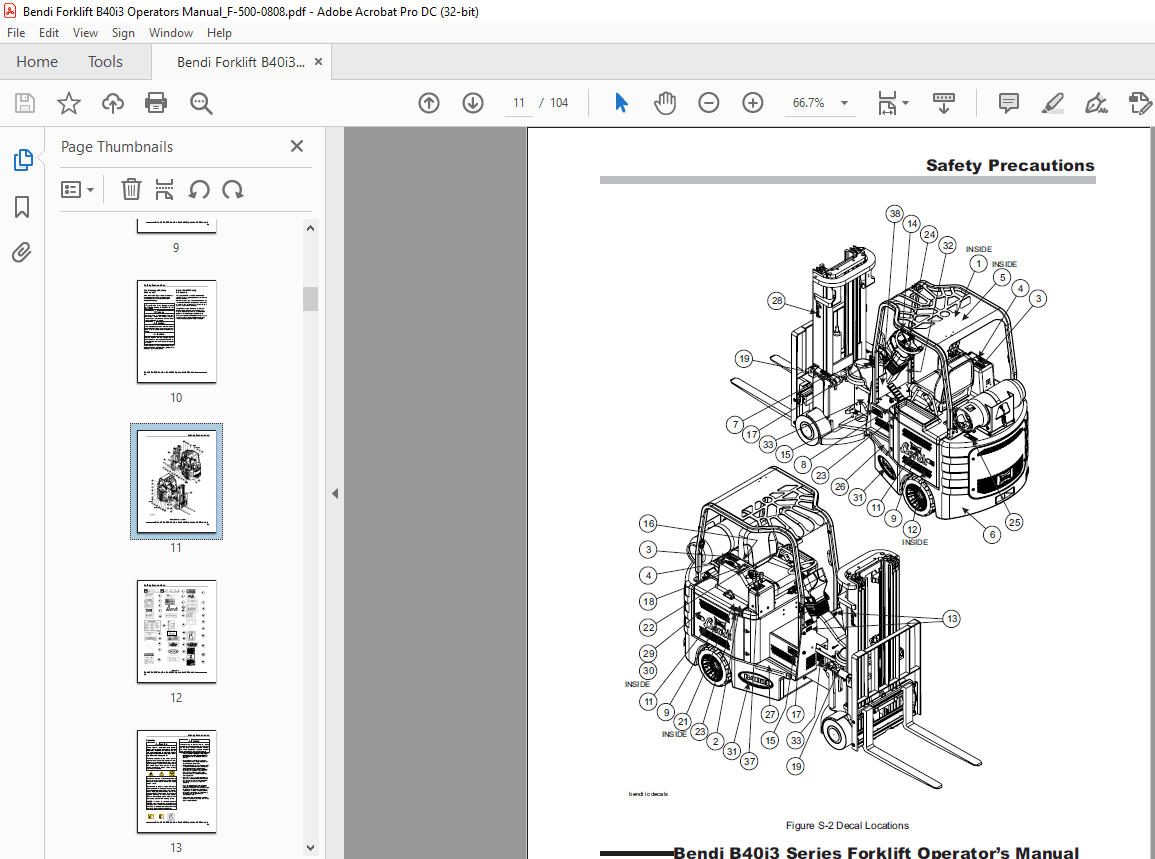 Bendi Landoll Forklift B40i3 Narrow Aisle Operator’s Manual – PDF DOWNLOAD