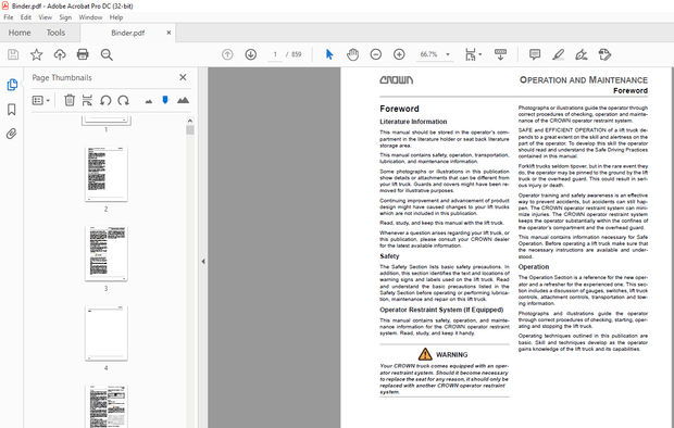 Crown Forklift 5 Series 8-12K Service Manual – PDF DOWNLOAD