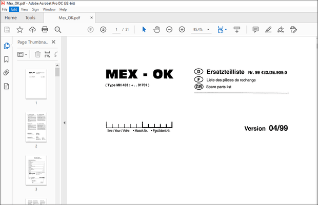 Pottinger Agricultural Forage Harvester MEX-OK Spare parts list Manual – PDF DOWNLOAD