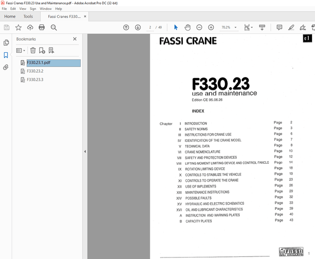 Fassi Crane F330.23 Use and Maintenance Manual –  PDF DOWNLOAD