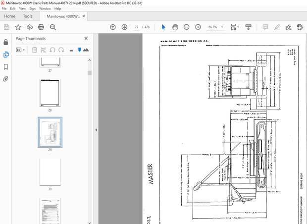 Manitowoc Traditional Crane 4000W Parts Manual SN 40674 – PDF DOWNLOAD