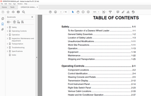 Daewoo Wheel Loader  Mega 300-V Operation and Maintenance Manual 022-00015BE - PDF DOWNLOAD