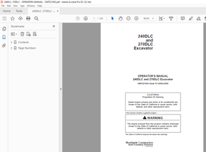 John Deere 240DLC &amp; 270DLC Excavator OPERATOR’S MANUAL OMT221092 - PDF DOWNLOAD