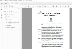 Manitowoc Traditional Crane 4000W Parts Manual SN 40549 – PDF DOWNLOAD