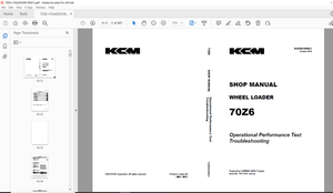 KCM 70Z6 Wheel Loader Serial No.70C7-0101 and up P.No.93208-00821 Shop Manual- PDF DOWNLOAD