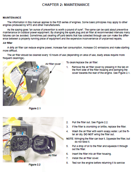 Mtd 25cc 2 Cycle P25 Series Engines Workshop Service Repair Manual – DOWNLOAD