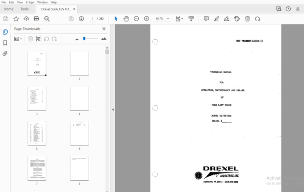 Drexel SL66 ESS FORK LIFT TRUCK OPERATION, MAINTENANCE &amp; REPAIR MANUAL 12119-7b – PDF DOWNLOAD