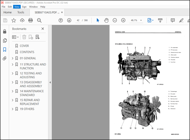 Komatsu N-855 Series Diesel Engine Shop Manual SEBE6710A03 – PDF DOWNLOAD