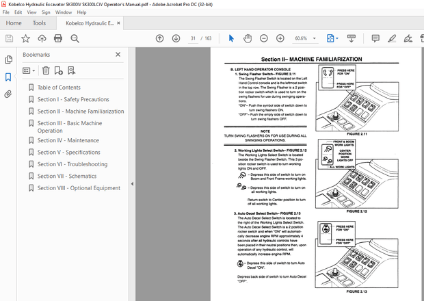 Kobelco SK300IV SK300LCIV Hydraulic Excavator Operator’s Manual – PDF DOWNLOAD