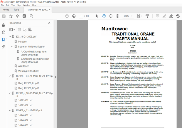 Manitowoc Traditional Crane M-50W Parts Manual SN 510320 – PDF DOWNLOAD