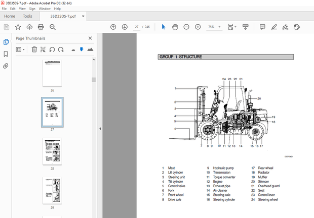 Hyundai Forklift 35DS/40DS/45DS-7 Service Manual – PDF DOWNLOAD