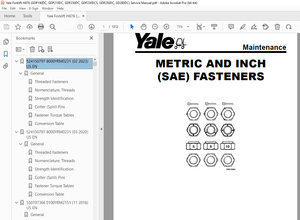 Yale H876 (GDP190DC, GDP210DC, GDP230DC, GDP230DCS, GDP250DC, GD280DC) Service Manual PDF