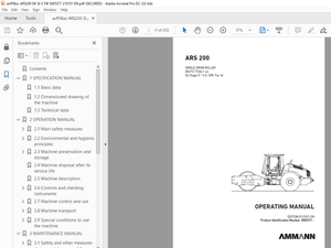 Ammann ARS 200 Single Drum Roller Operating Manual 3005371 PDF