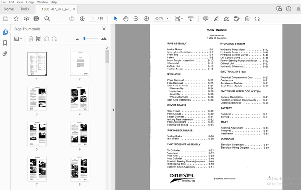 Drexel SL77 Swingmast Lift Truck Maintenance Manual 13001-07 (Section 5) - PDF DOWNLOAD