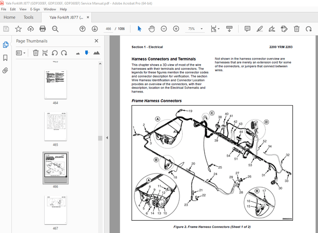 Yale Forklift J877 (GDP300EF, GDP330EF, GDP360EF) Service Manual PDF