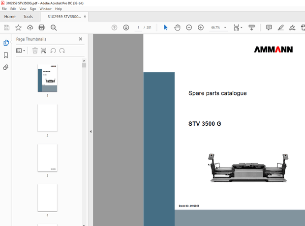 Ammann STV 3500 G sn 3102959 - AFT 400-2 sn KG002988 Parts Manual - PDF