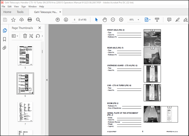 Gehl CT5-16 CT5-16 Turbo Telescopic Handler Operator’s Manual 913225 – PDF DOWNLOAD