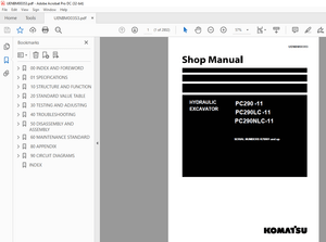 Komatsu HYDRAULIC EXCAVATOR PC290 -11 PC290LC -11 PC290NLC-11SERVICE REPAIR WORKSHOP MANUAL