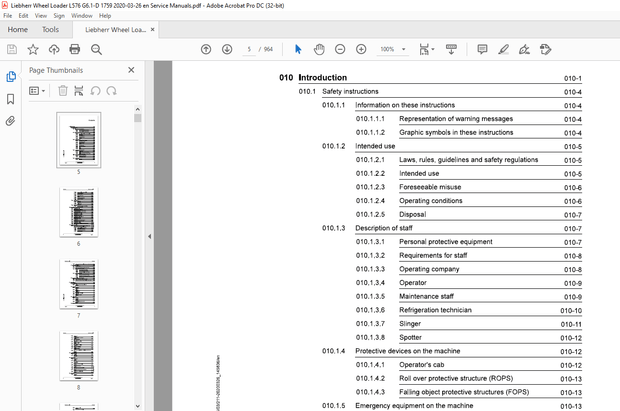 Liebherr Wheel loaders L 576-1759 Service manual – PDF DOWNLOAD