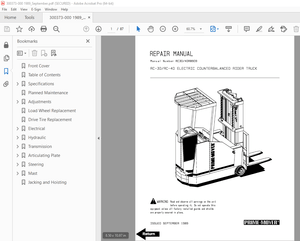 BT Prime Mover RC-30 RC-40 Electric Counterbalanced Rider Truck Repair Manual - PDF DOWNLOAD