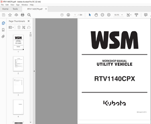 Kubota RTV1140CPX Utility Vehicle Workshop Manual – PDF DOWNLOAD