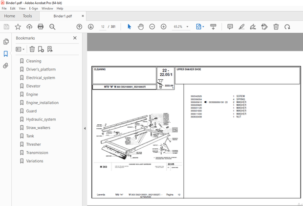 Laverda M303 Agricultural Tractor Parts Manual 552100001-552100027 – PDF DOWNLOAD