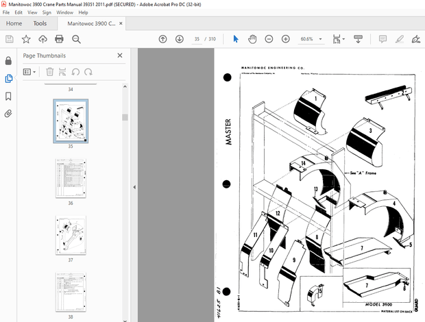 Manitowoc Traditional Crane 3900 Parts Manual SN 39351 – PDF DOWNLOAD