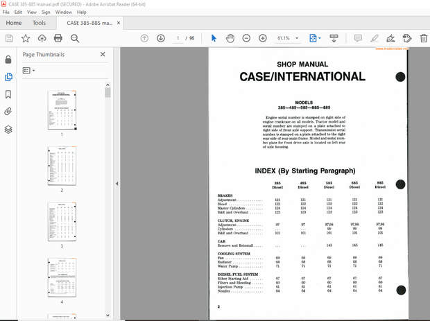 Case/International 385 485 585 685 885 Shop Manual - PDF DOWNLOAD