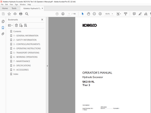 Kobelco SK210-9L Tier 3 Hydraulic Excavator Operator’s Manual – PDF DOWNLOAD