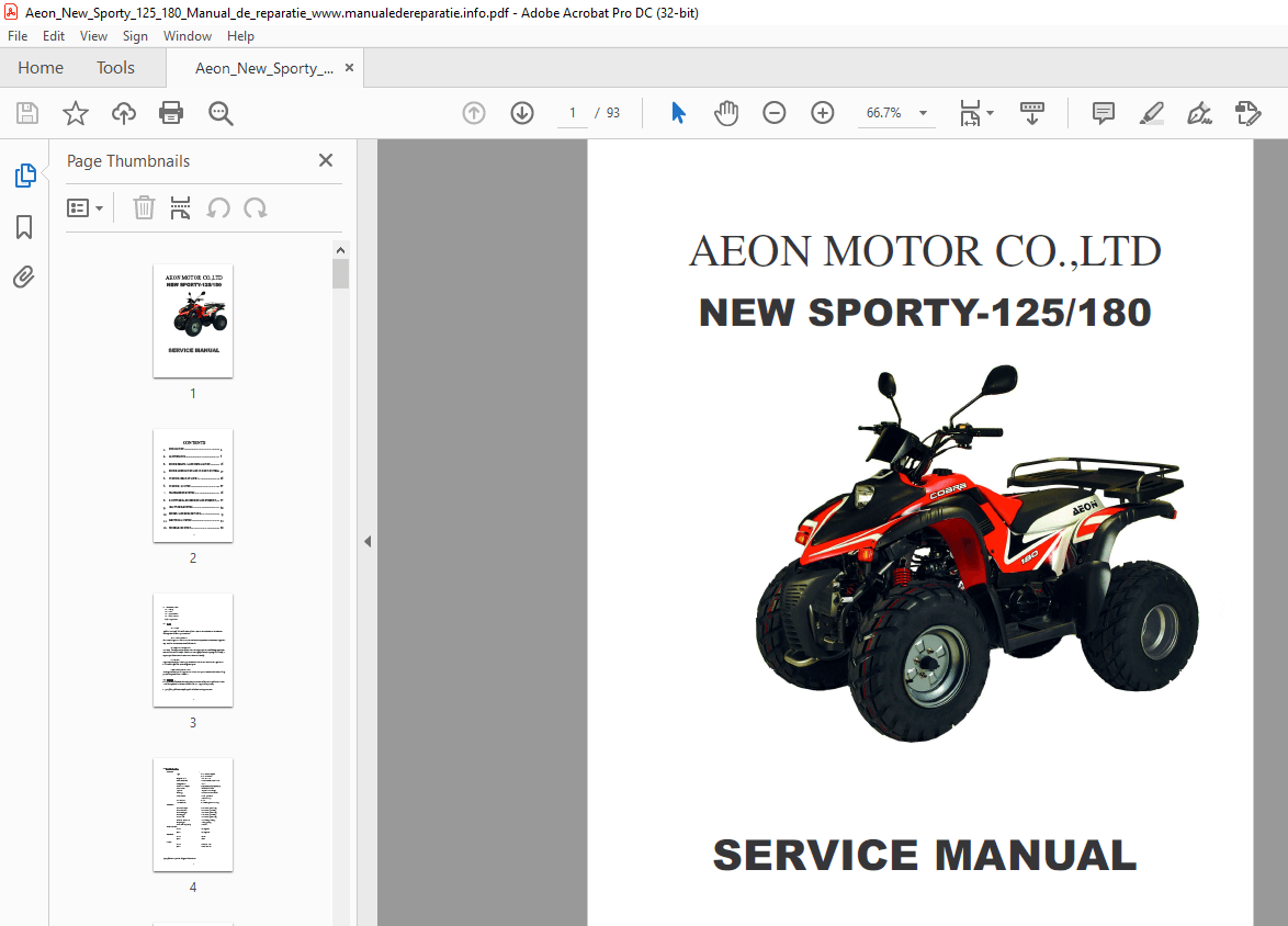 AEON New Sprty-125/180 Service Manual - PDF DOWNLOAD