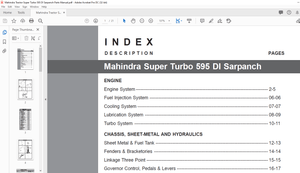 Mahindra Tractor Super Turbo 595 DI Sarpanch Parts Manual – PDF DOWNLOAD